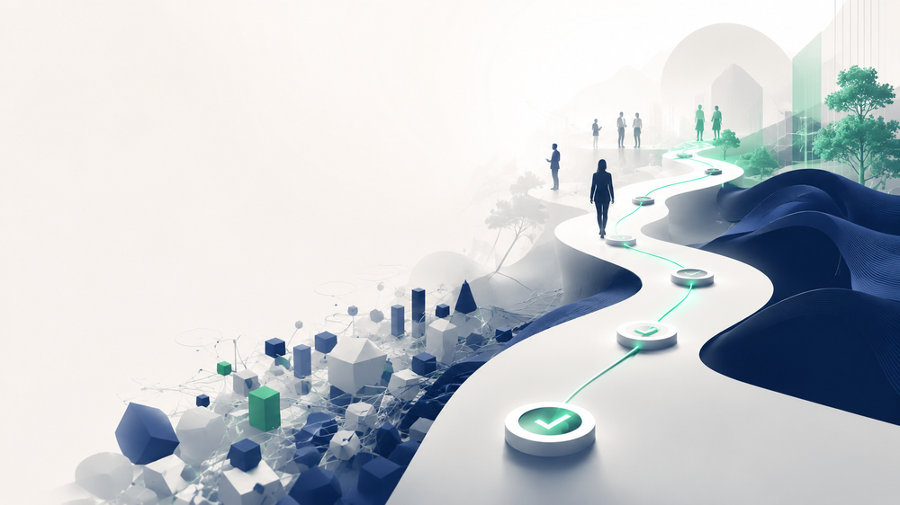Structured path from fragmented evaluation work to validated insight and coordinated client action.