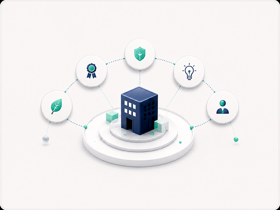Supplier organization connected to quality, resilience, innovation, governance and collaboration dimensions.